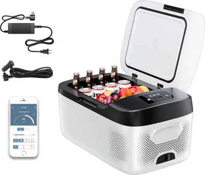 Produktbild von Kompressor-Kühlbox - Autokühlschrank 15 L - Dualbetrieb 12/24 V DC & 100–240 V AC - App-Steuerung - Leistung 60 W - Tragbar - Für Auto, Camping, Lkw, Angeln