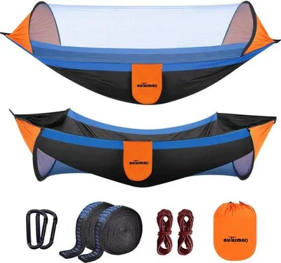 Produktbild von Famanu Hängematte mit Moskitonetz - 300 x 140 cm, Tragkraft bis 300 kg