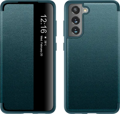 Produktbild von Galaxy S21 FE 5G Hülle, Schlank Kunstleder Klapp Ledertasche Schutzhülle für Samsung Galaxy S21 FE 5G Grün
