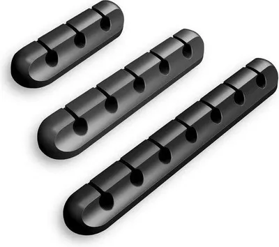 Produktbild von Kabel-Organiser-Set mit Selbstklebenden Kabelhaltern - Kabelhalter für 3, 5 und 7 Kabeln - Schwarz