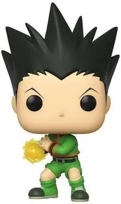 A Funko Pop! vinyl figure of Gon Freecss from Hunter x Hunter, holding a yellow energy ball.