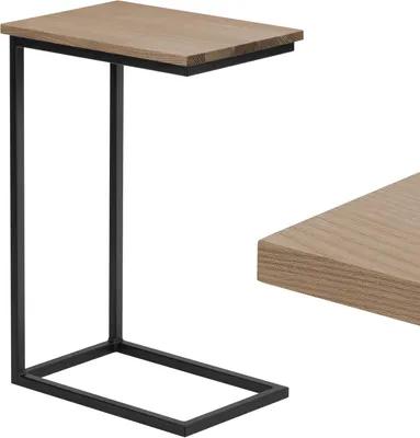 Produktbild von LAMO Manufaktur Beistelltisch | Laptoptisch | Sofatisch | mobiler Kaffeetisch | Nachttisch | 45x30x67 cm | Gestell Schwarz | 100% Echtholz Massiv Platte farbe: Nussbaum