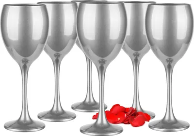 Produktbild von Glasmark Krosno Weinglas Rotwein Weingläser Set Gläser Für Rotwein Weisswein Rotweinglas Rotweingläser Weissweingläser Wein Kelch Glas Silber 6x 300ml