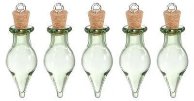 5 grüne Glas-Miniflaschen mit Korken, 33,7 x 14,5 mm, für DIY