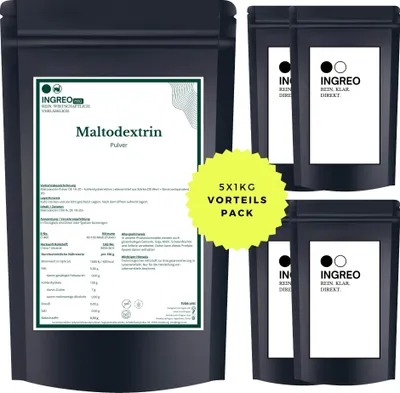 Produktbild von Maltodextrin-Pulver (40-100 Mesh) (DE 18–20) – 5kg (5X1kg)