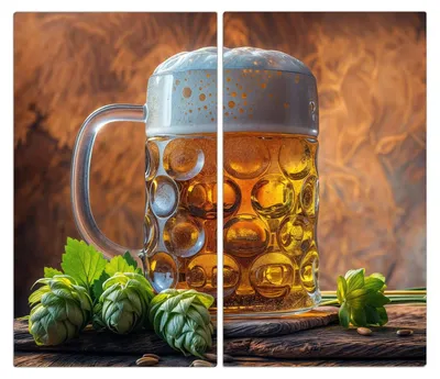 Produktbild von Spritzschutz Herdabdeckplatte Schneidebrett aus Glas Bierkrug 2-Teilig (60x52cm)