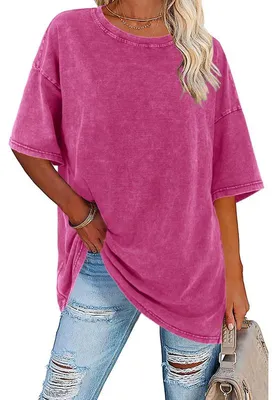 Produktbild von Imily Bela Womens Oversized T Shirts Vintage Baumwolle Tees Crewneck Short Sleeve Washed Summer Tunic Tops