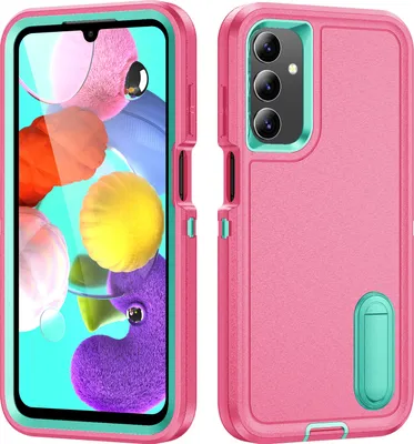 Produktbild von Hülle für Samsung Galaxy A15 5G/4G Hybrid Dreilagige Robust Stoßfest Schwerlast Schutzhülle mit Ständer Rosa