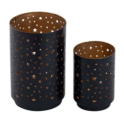 SVJ Home Decorations Teelichthalter Kerza - 11x11x16 cm - Metall - Schwarz