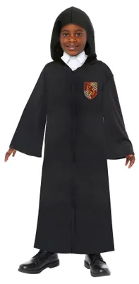Immagine prodotto di Amscan 9918715 - Vestaglia unisex con licenza ufficiale Harry Potter Hogwarts con 4 stemmi in velcro per bambini Età: 6-10 anni