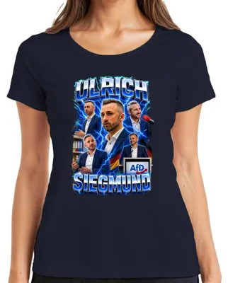 Productafbeelding van Ulrich Siegmund, AfD, Duitsland, patriottisme, statement, dames T-shirt, marineblauw, maat L