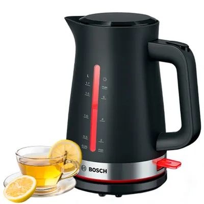 Obrázok produktu pre Bosch TWK4M223, 1,7 L, 2400 W, Čierna, Plast, Indikátor úrovne vody, Zabezpečenie proti prehriatiu