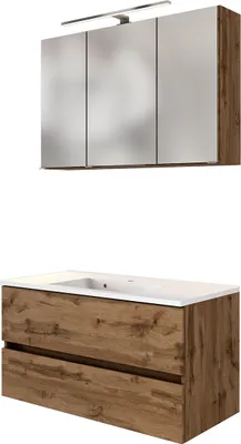 Produktbild von Waschtisch-Set Gästebad Waschplatz Badset Handwaschplatz Badmöbel "Baabe III" Wotan Eiche