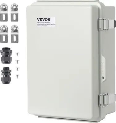 Zdjęcie produktu dla Skrzynka przyłączeniowa VEVOR do użytku zewnętrznego, 300 x 200 x 180 mm Obudowa elektryczna wykonana z tworzywa ABS z pokrywą na zawiasach, zatrzask ze stali nierdzewnej, IP67, do zewnętrznych projektów elektrycznych