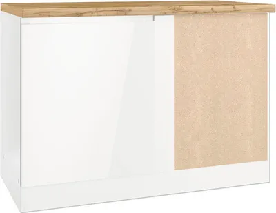 Produktbild von Held Möbel Eckunterschrank Kiel BxTxH 120 x 60 x 86 cm weiß hochglanz zerlegt 473.2.6341