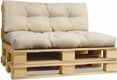 Produktbild von Palettenkissen für Europalette - Rückenlehne 40x120 cm, Sitzkissen 80x120 cm beige - aus dickem Polsterstoff, mit weicher Füllung - Outdoorkissen