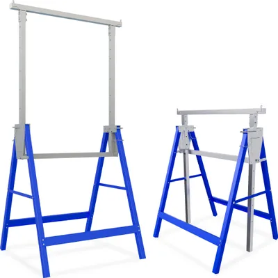 Produktbild von UISEBRT Teleskop Gerüste 80-130cm Höhenverstellbar Stützen Böcke 2er Set, Metall Werkbank Gerüstbock Klappbar, Arbeitsböcke Stabil & Untergestell, Belastbarkeit bis 200KG, Klappbock Set