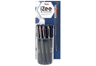 Produktbild von Pentel - Izee 4-Farben-Kugelschreiber, mittel, klassische Tintenfarben