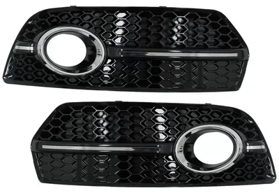 Immagine prodotto di Copri-fari antinebbia a griglia per SUV Audi Q5 (8R), modelli dal 2008 al 2011, stile RS, colore nero e cromato.