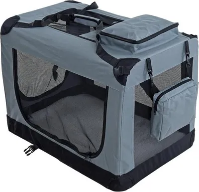 Produktbild von Transportbox Hundebox Faltbox XL Transporttasche faltbar Tierbox Hunde Box Grau