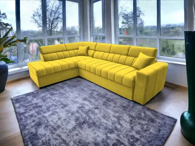 Obrázok produktu pre FurMeb24 ECKSOFA KENNO MAXI 300 x 210 cm ŽLTÁ - ľavá strana - s posteľným boxom a funkciou spánku