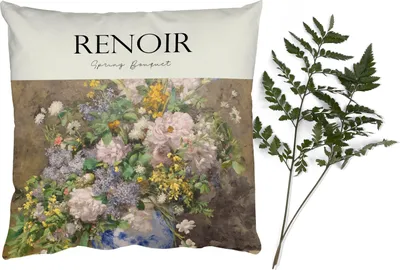 Produktbild von MuchoWow® Zierkissen Sofakissen Wohnzimmer Dekokissen 50x50 cm Blumen - Renoir - Blumenstrauß - Kunst - Komfort - Sofakissen