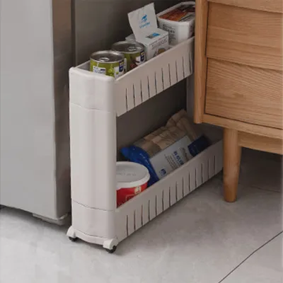 Produktbild von 2er-Set Ausziehbares Zwischenregal mit Rollen 2 Reihen Büro Bad Küche - 54*12*40cm