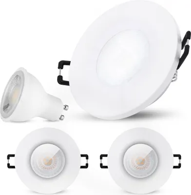 Produktbild von SSC-LUXon 3er Set BEDA Einbau Spots IP65 weiß mit LED GU10 38° Abstrahlwinkel 3W neutralweiß - Deckenspot 230V Lampe tauschbar