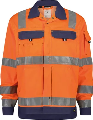 Obrázok produktu pre DASSY® Dusseldorf vysoko viditeľná pracovná bunda NEONORANGE/DARK BLUE veľkosť S dĺžka: STANDARD