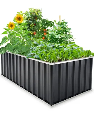 Produktbild von KING BIRD Hochbeet 174x90x60cm, verzinkter Stahl Frühbeet, rostfrei & stabil,Pflanzkasten für tief bewurzeltes Gemüse Kräuter Blumen,Grau