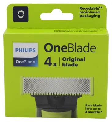 Produktbild von Philips Norelco OneBlade OneBlade QP240/50 Ersatzklinge, Scherkopf, 4 Kopf/Köpfe, Silber, Metall, Philips, Norelco OneBlade