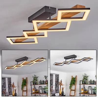 Produktbild von Stoccareddo »Stoccareddo« Deckenlampe, Metall/Holz/Kunststoff, Schwarz/Natur/Weiß