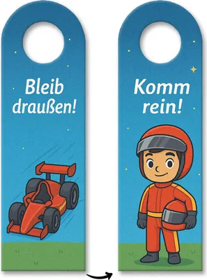 Produktbild von Rennwagen Cartoon Bleib draußen! Komm rein! Türhänger 3er Set für Kinderzimmer