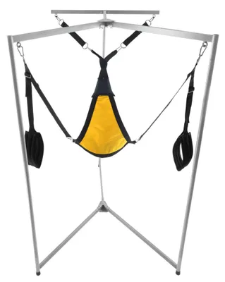 Immagine prodotto di Kit Sling – amaca triangolare in tessuto giallo con telaio grigio