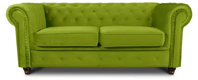 Produktbild von Sofa Chesterfield Asti 2-Sitzer, Couchgarnitur 2-er, Sofagarnitur, Couch mit Holzfüße, Polstersofa - Glamour Design, Velours (Hellgrün (Velvet 75))