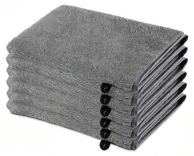 Zdjęcie produktu dla Zestaw 6 gąbek do mycia, ściereczek do mycia z pętelką do zawieszania, 100% bawełna, kolor szary, wymiary 15x21 cm