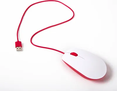 Image de souris officielle Raspberry Pi, rouge/blanche