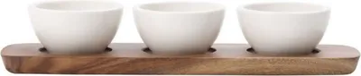Produktbild von Villeroy & Boch 1041309023, Servierschüssel, Porzellan, Weiß, Holz, Rund, 703 g, 3 Stück(e)