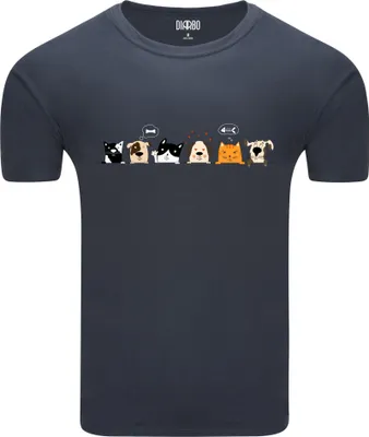 Produktbild von Diarbo Herren T-Shirt mit Lustigem Tierliebhaber Druck Lustige Katzen und Hunde Dunkelgrau Gr.L