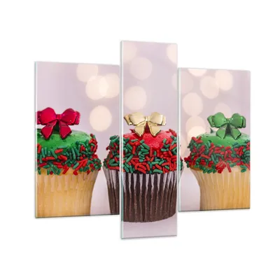 Produktbild von Bilder auf glas - Cupcakes Dessert Kuchen gebacken - 95x80cm - Glasbilder - Wandbilder - Kunstdruck - zum Aufhängen bereit - Wanddekoration aus Glas - Glas Bilder - Wandbild auf Glas - GCB95x80-2436