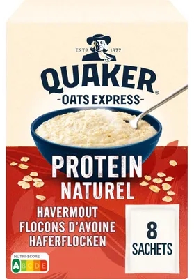Obrázok produktu pre Quaker Oats Express Naturel Protein Oat Flakes 302 g - vysoký obsah bielkovín a vysoký obsah vlákniny
