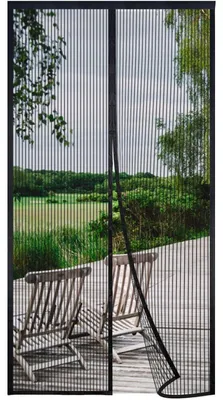 Productafbeelding van Vliegenhor voor deur, magnetisch, 160x265 cm, zwart. Bescherming tegen insecten voor balkondeuren, zonder boren, met klittenband