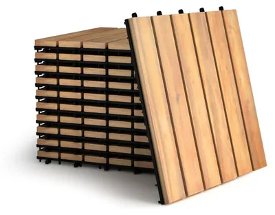 Produktbild von Akazienholz-Terrassenfliesen, 30 x 30 cm, Klicksystem, 10er-Pack
