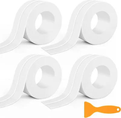 Produktbild von Dichtungsband Selbstklebend Wasserdicht, 4 Rollen Dichtungsband Wasserdicht, PVC Dichtband Selbstklebend Wasserdicht Weiß für Bad, Dusche, Küche, Toilette, Badezimmer (22 mm X 5 m)
