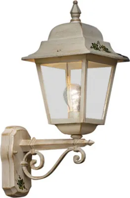 Produktbild von Außenlampe Wand Aluminium 53 cm hoch IP43 in Weiß Gold antik Efeu Dekor E27 Rustikal Außenwandlampe