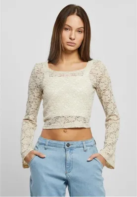 Immagine prodotto di Urban Classics - Maglietta donna in pizzo a maniche lunghe cropped Softsleeve - 4XL