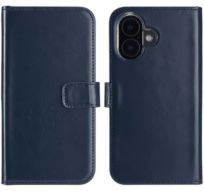 Immagine prodotto di Custodia a libro in vera pelle Selencia per iPhone 16 Plus - Blu