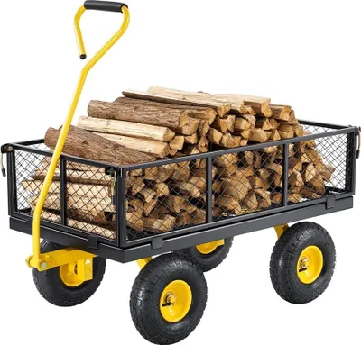 Obrázek produktu pro Ocelový zahradní vozík s nosností 900 lb, odolný zahradní vozík s 10palcovými pneumatikami