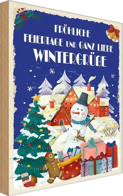 Produktbild von vianmo Holzschild 18x12 cm liebe WintergrüßeWeihnachtsgrüße Spruch Zitat