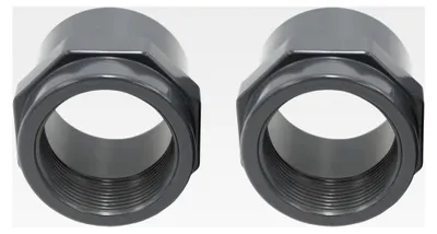 Produktbild von 2x PVC Fittings Gewindemuffe 50mm x 1 1/2" | Klebemuffe mit Innengewinde | Übergangsmuffe aus grauem PVC-U | PN16 für Rohrleitungen, Schwimmbad, Poolverrohrung, Druckleitungen, Pool & Teich